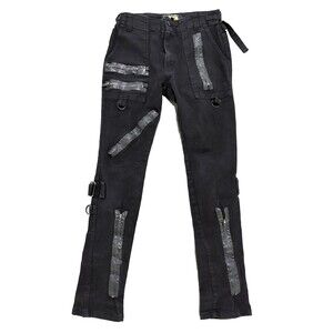 Tripp NYC Men's Black Skinny Jeans 34x33 Multi Zip D Ring Goth Punk Bondage Y2K
